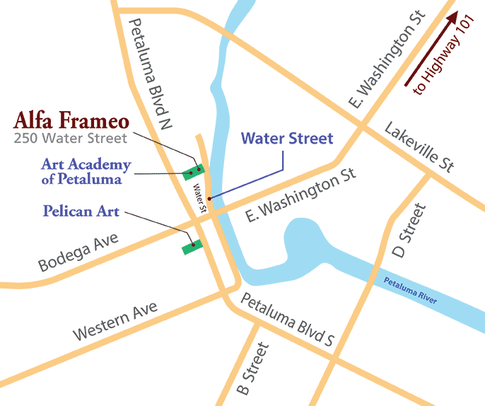 Alfa framing on Petaluma map